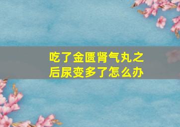 吃了金匮肾气丸之后尿变多了怎么办