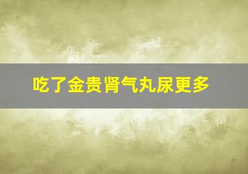 吃了金贵肾气丸尿更多