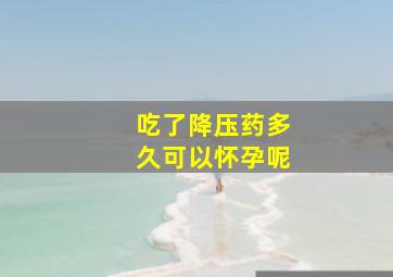 吃了降压药多久可以怀孕呢