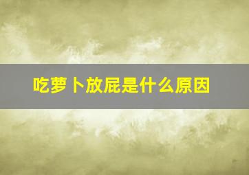 吃萝卜放屁是什么原因