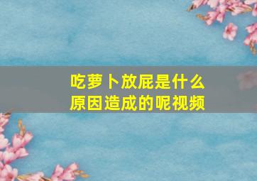 吃萝卜放屁是什么原因造成的呢视频