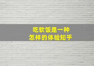 吃软饭是一种怎样的体验知乎