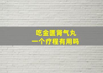 吃金匮肾气丸一个疗程有用吗