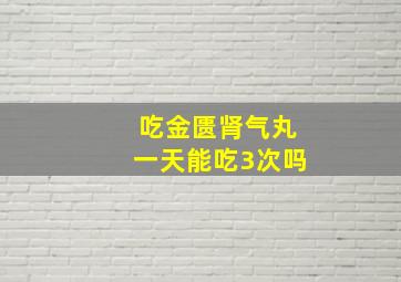 吃金匮肾气丸一天能吃3次吗