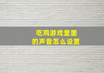 吃鸡游戏里面的声音怎么设置