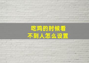 吃鸡的时候看不到人怎么设置