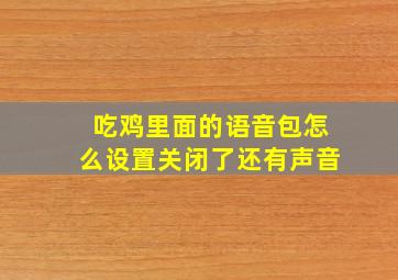 吃鸡里面的语音包怎么设置关闭了还有声音