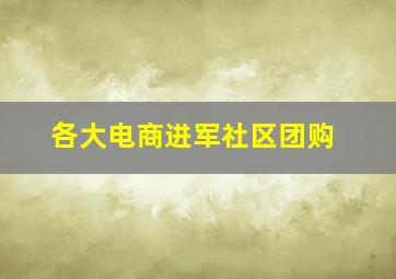 各大电商进军社区团购