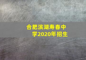 合肥滨湖寿春中学2020年招生