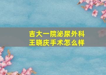 吉大一院泌尿外科王晓庆手术怎么样