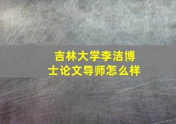 吉林大学李洁博士论文导师怎么样