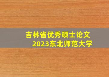 吉林省优秀硕士论文2023东北师范大学