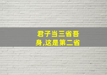 君子当三省吾身,这是第二省