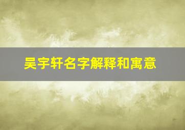 吴宇轩名字解释和寓意