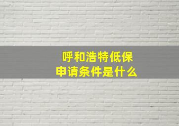 呼和浩特低保申请条件是什么