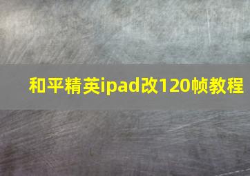 和平精英ipad改120帧教程