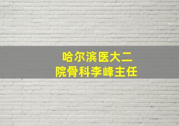 哈尔滨医大二院骨科李峰主任