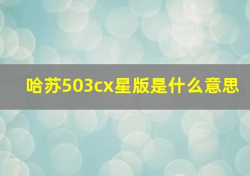 哈苏503cx星版是什么意思