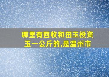 哪里有回收和田玉投资玉一公斤的,是温州市