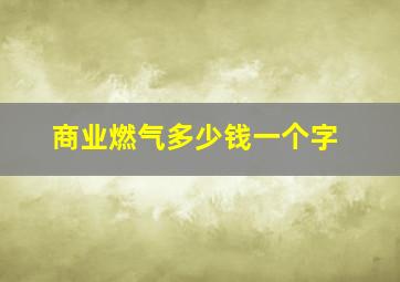 商业燃气多少钱一个字