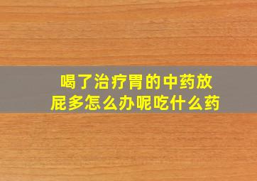 喝了治疗胃的中药放屁多怎么办呢吃什么药