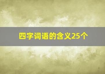 四字词语的含义25个