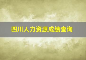 四川人力资源成绩查询