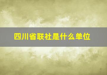 四川省联社是什么单位