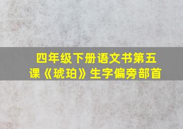 四年级下册语文书第五课《琥珀》生字偏旁部首