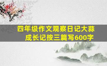 四年级作文观察日记大蒜成长记按三篇写600字