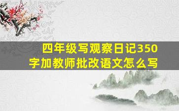 四年级写观察日记350字加教师批改语文怎么写