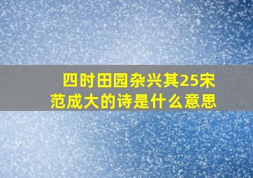 四时田园杂兴其25宋范成大的诗是什么意思