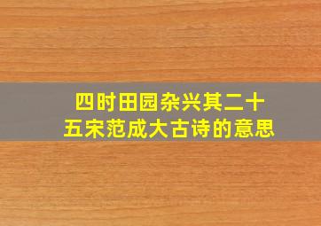 四时田园杂兴其二十五宋范成大古诗的意思