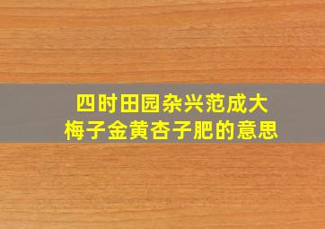 四时田园杂兴范成大梅子金黄杏子肥的意思