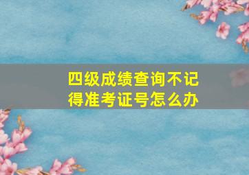 四级成绩查询不记得准考证号怎么办