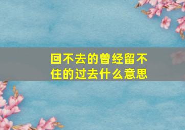 回不去的曾经留不住的过去什么意思