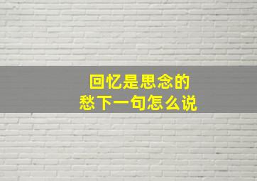 回忆是思念的愁下一句怎么说