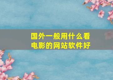 国外一般用什么看电影的网站软件好