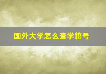 国外大学怎么查学籍号