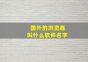 国外的浏览器叫什么软件名字