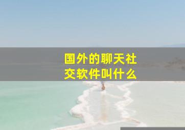 国外的聊天社交软件叫什么