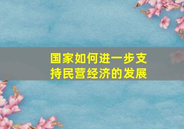 国家如何进一步支持民营经济的发展