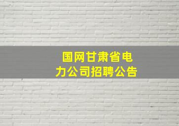 国网甘肃省电力公司招聘公告