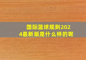 国际篮球规则2024最新版是什么样的呢