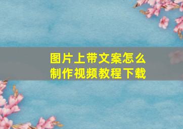 图片上带文案怎么制作视频教程下载