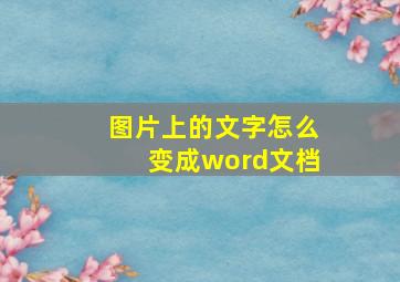 图片上的文字怎么变成word文档