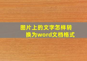 图片上的文字怎样转换为word文档格式