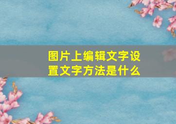 图片上编辑文字设置文字方法是什么