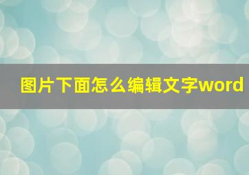 图片下面怎么编辑文字word