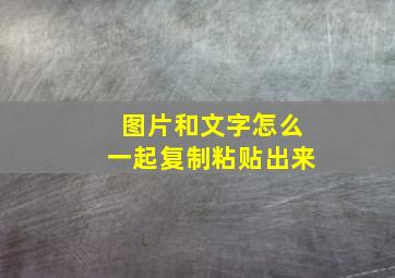 图片和文字怎么一起复制粘贴出来